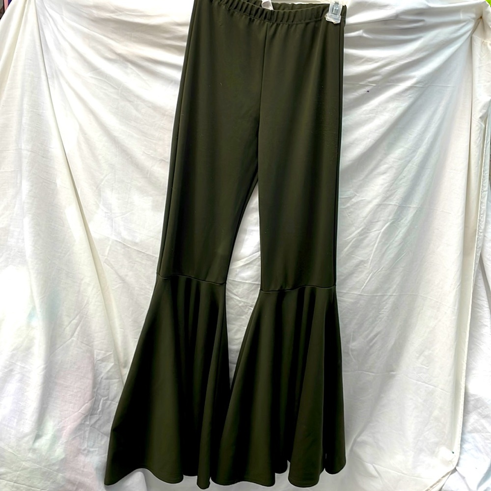 Heart bell bottom mermaid tail nylon pants ladies sz s